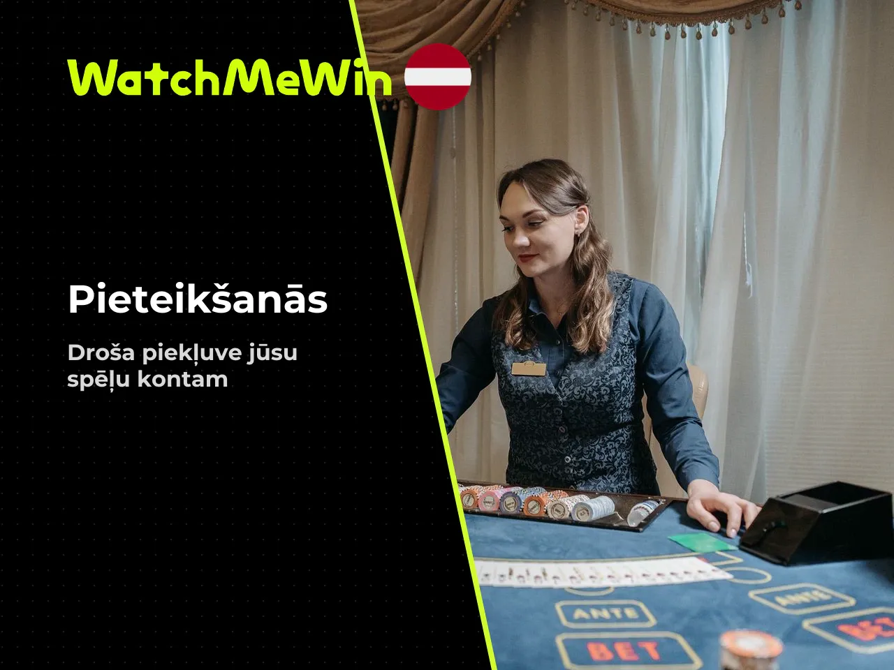 Pieteikšanās WatchMeWin kontā ar reģistrētajiem datiem